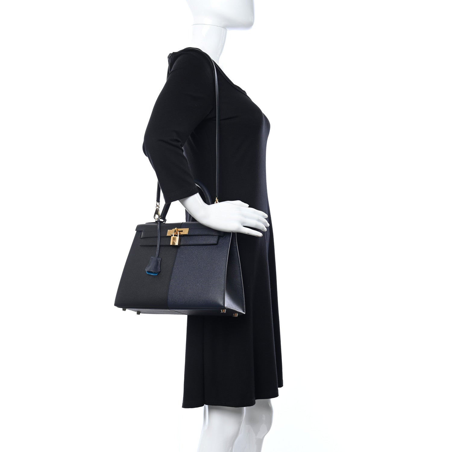 Hermes Epsom Casaque Kelly Sellier 28 Bleu Indigo Black Bleu Frida 2 of 12
