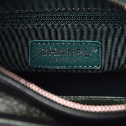 Chanel Metallic Calfskin Chevron Quilted Small Gabrielle Hobo Green 6 of 12