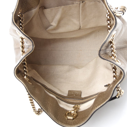 Gucci Metallic Pebbled Calfskin Medium Soho Chain Shoulder Bag Golden Beige 4 of 9
