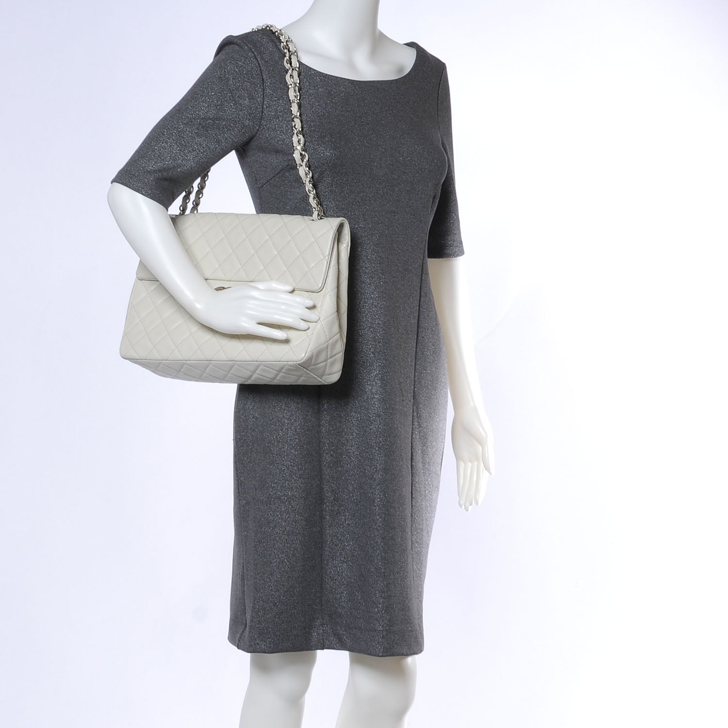 Chanel Washed Caviar Maxi Single Flap White 2 of 8