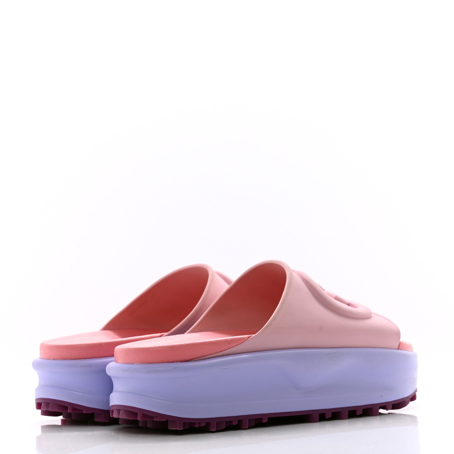 Gucci Soft Rubber Womens Interlocking G Platform 42mm Slide Sandals 38 Sugar Pink 4 of 12