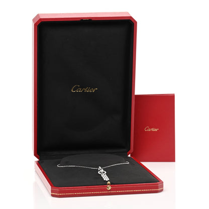Cartier 18K White Gold Diamond Agrafe Drop Pendant Necklace 5 of 5