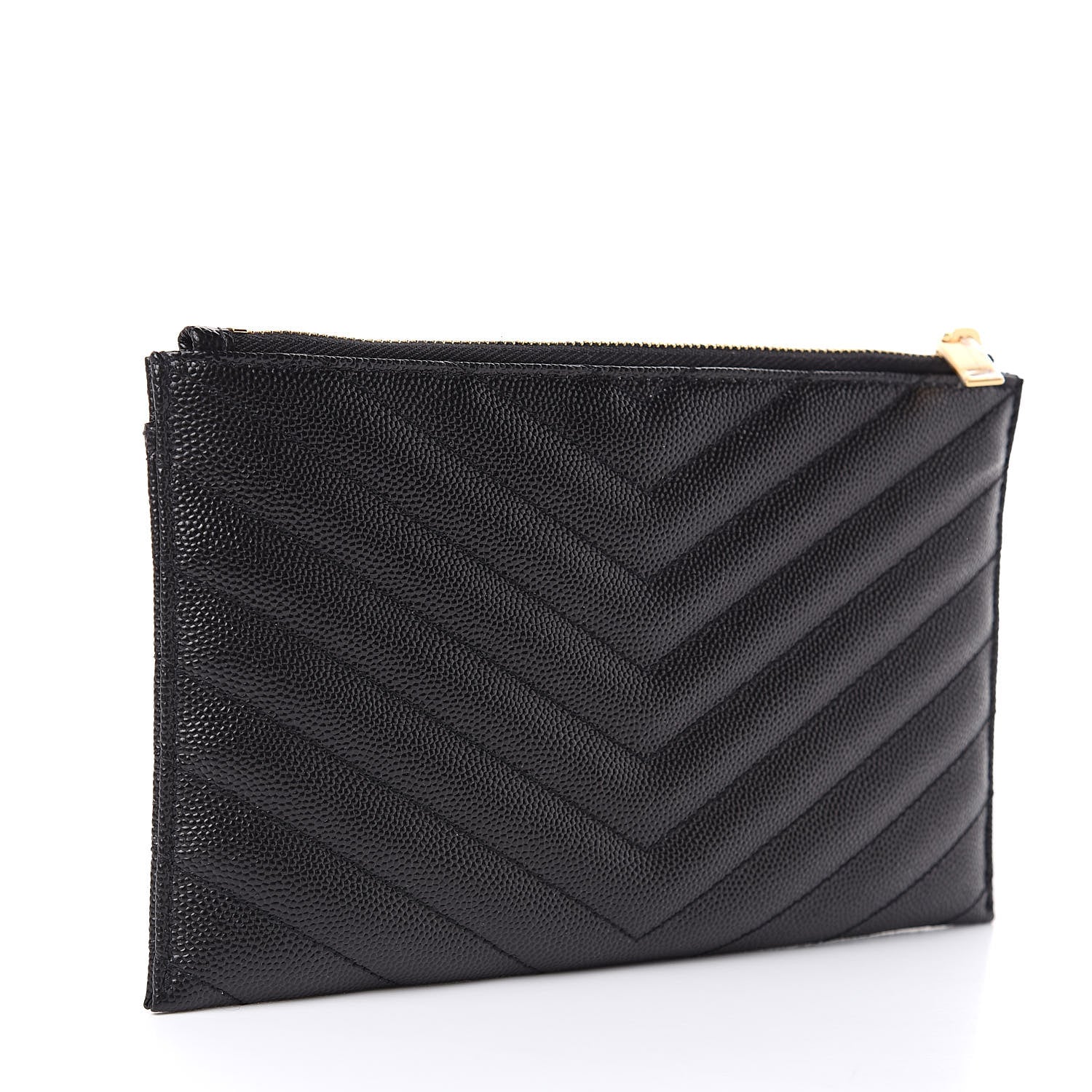 Saint Laurent Grain De Poudre Chevron Monogram Bill Pouch Black 3 of 8