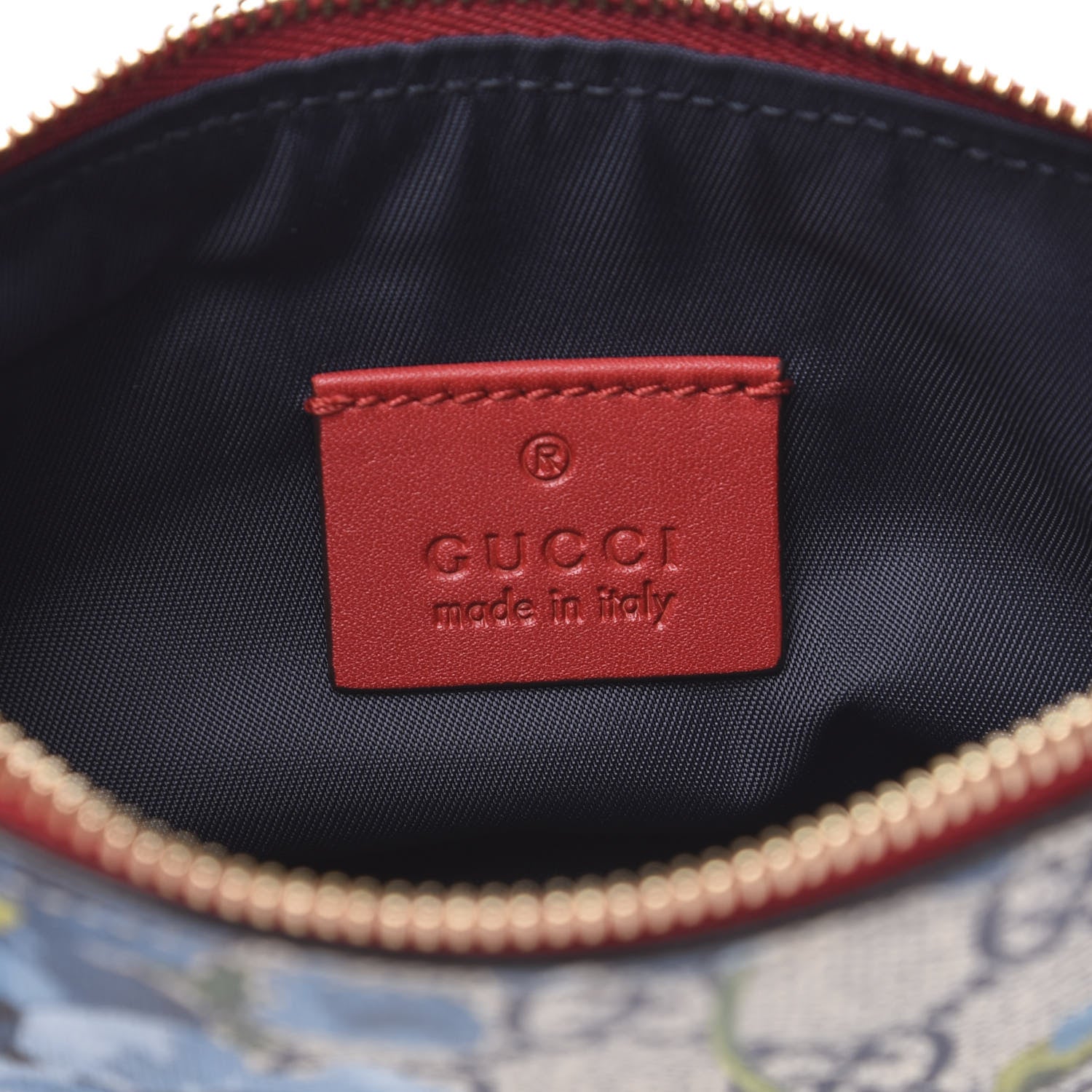 Gucci GG Supreme Monogram Blooms Mini Chain Bag Beige Blue Navy Hibiscus Red 5 of 9