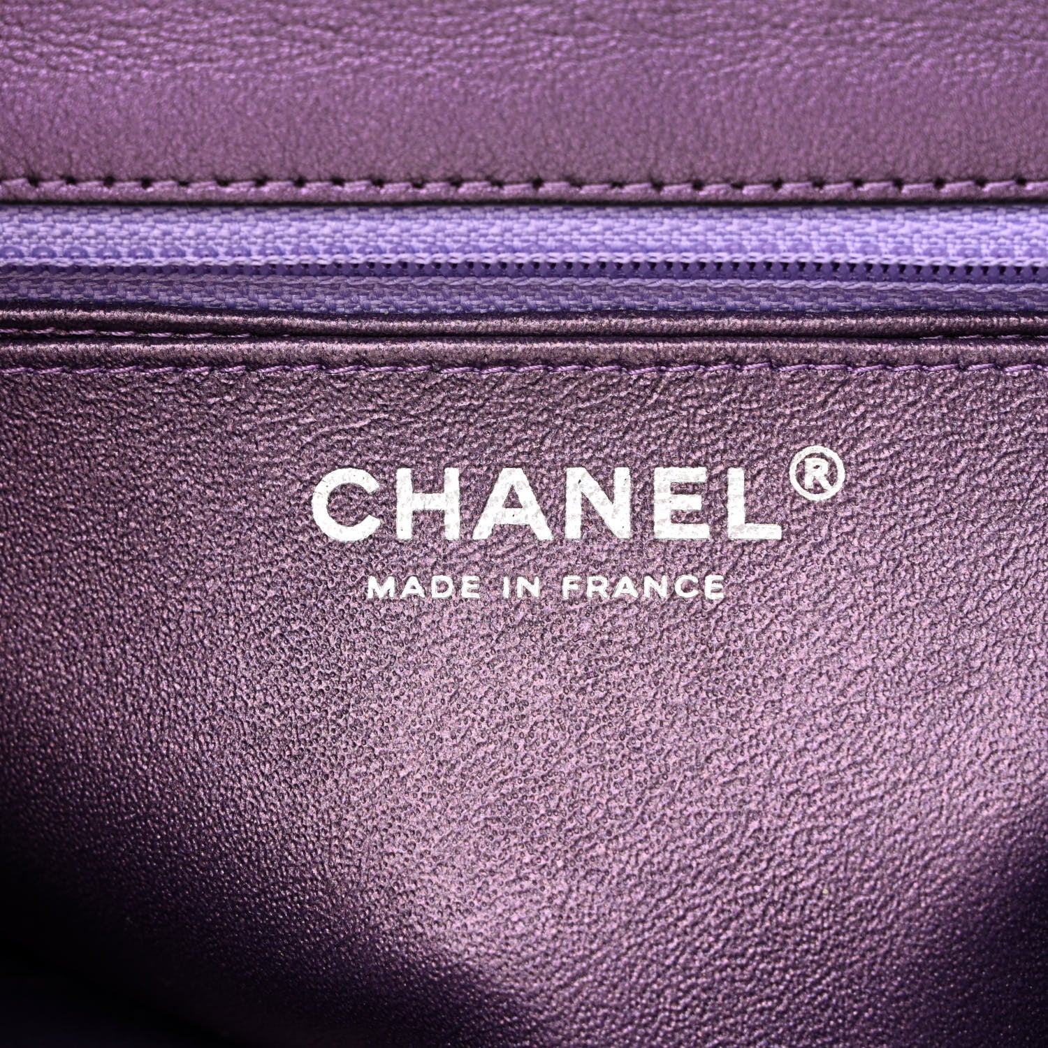 Chanel Iridescent Lambskin Quilted Mini Rectangular Flap Dark Purple 6 of 11