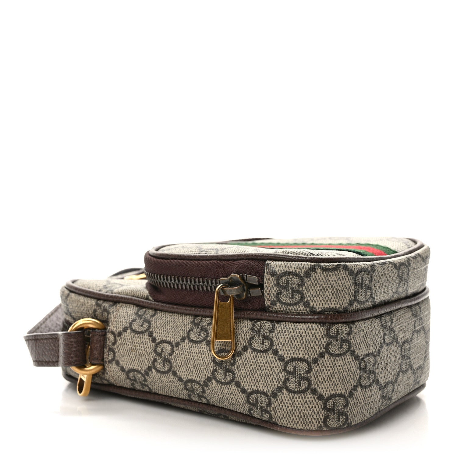 Gucci GG Supreme Monogram Web Mini Ophidia Double Zip Messenger Bag Beige New Acero 4 of 10