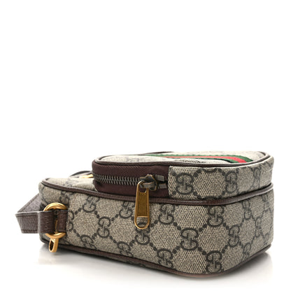 Gucci GG Supreme Monogram Web Mini Ophidia Double Zip Messenger Bag Beige New Acero 4 of 10
