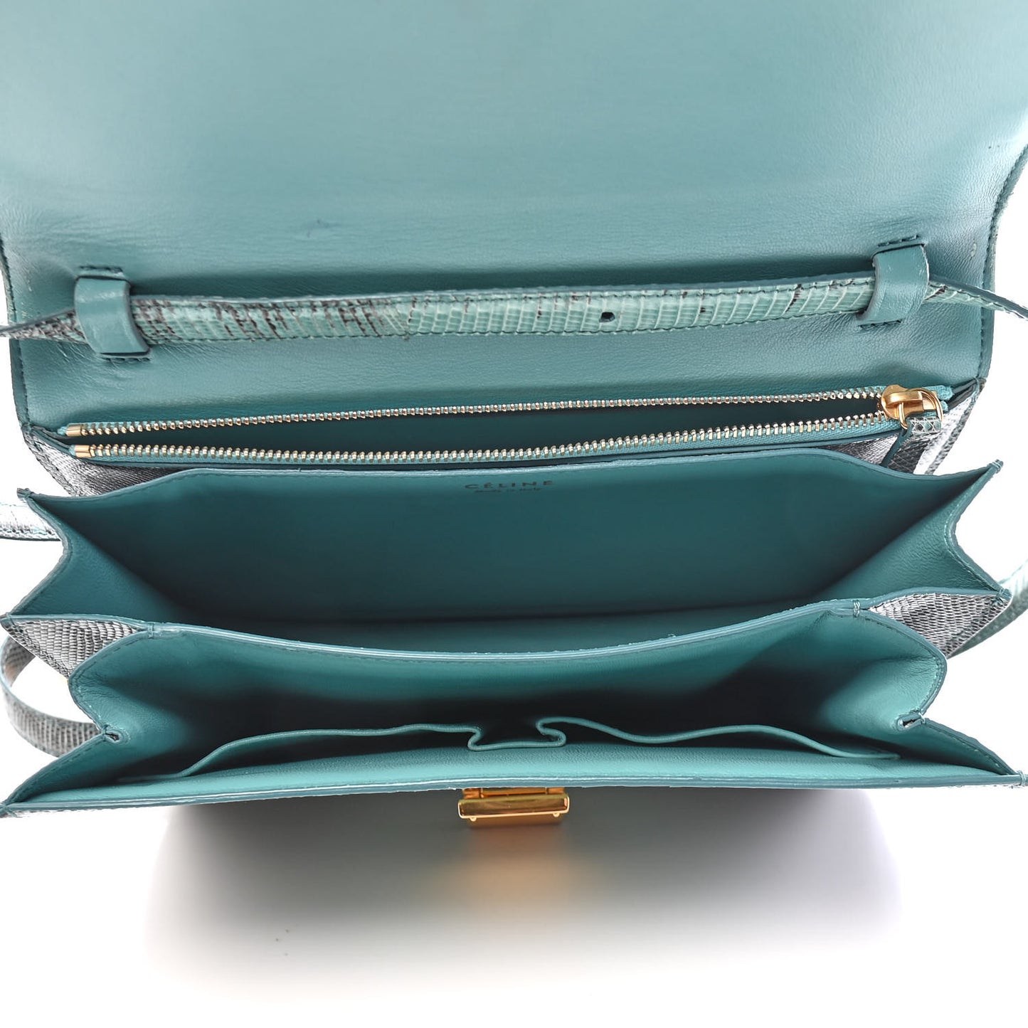 Lizard Medium Classic Box Flap Bag Antarctic