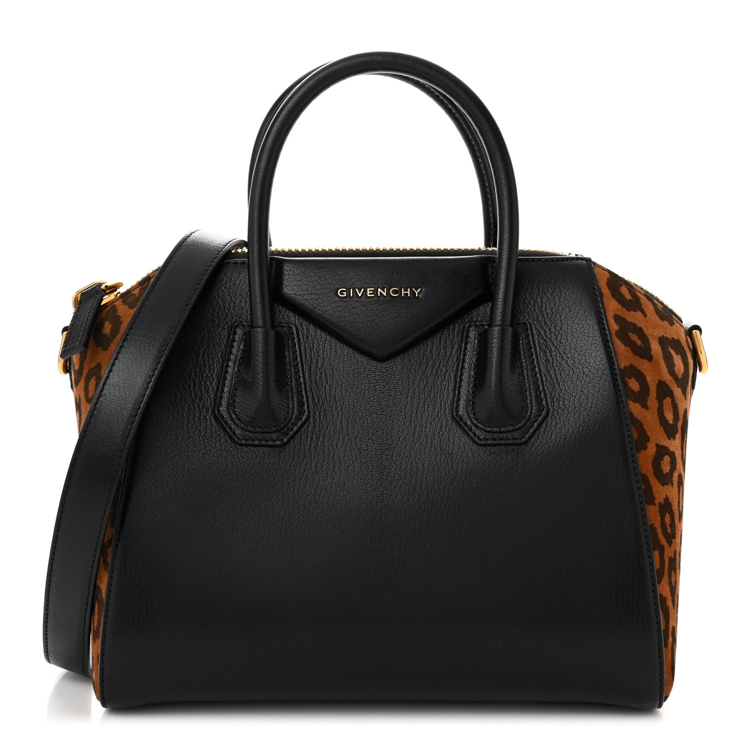 Givenchy Calfskin Suede Leopard Print Small Antigona Black 1 of 10