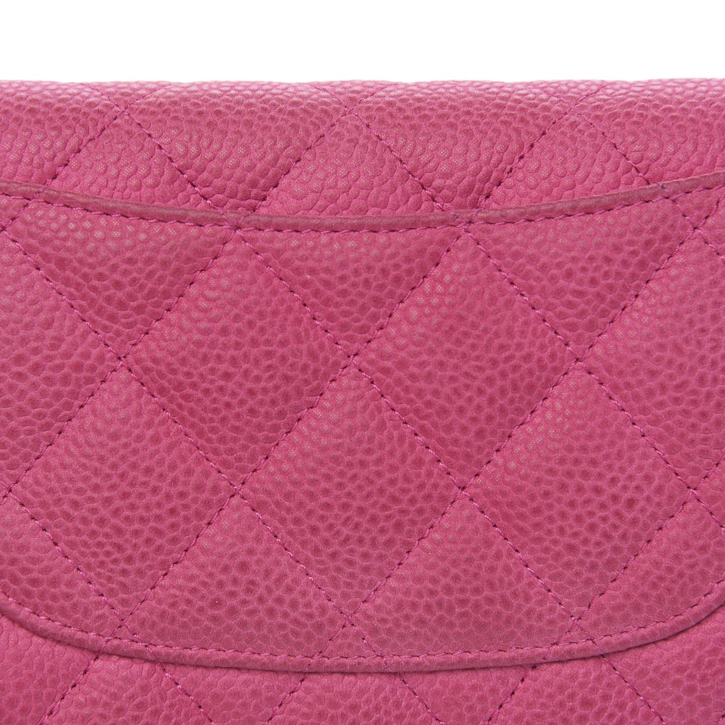 Iridescent Caviar Quilted Small Flap Wallet Pink