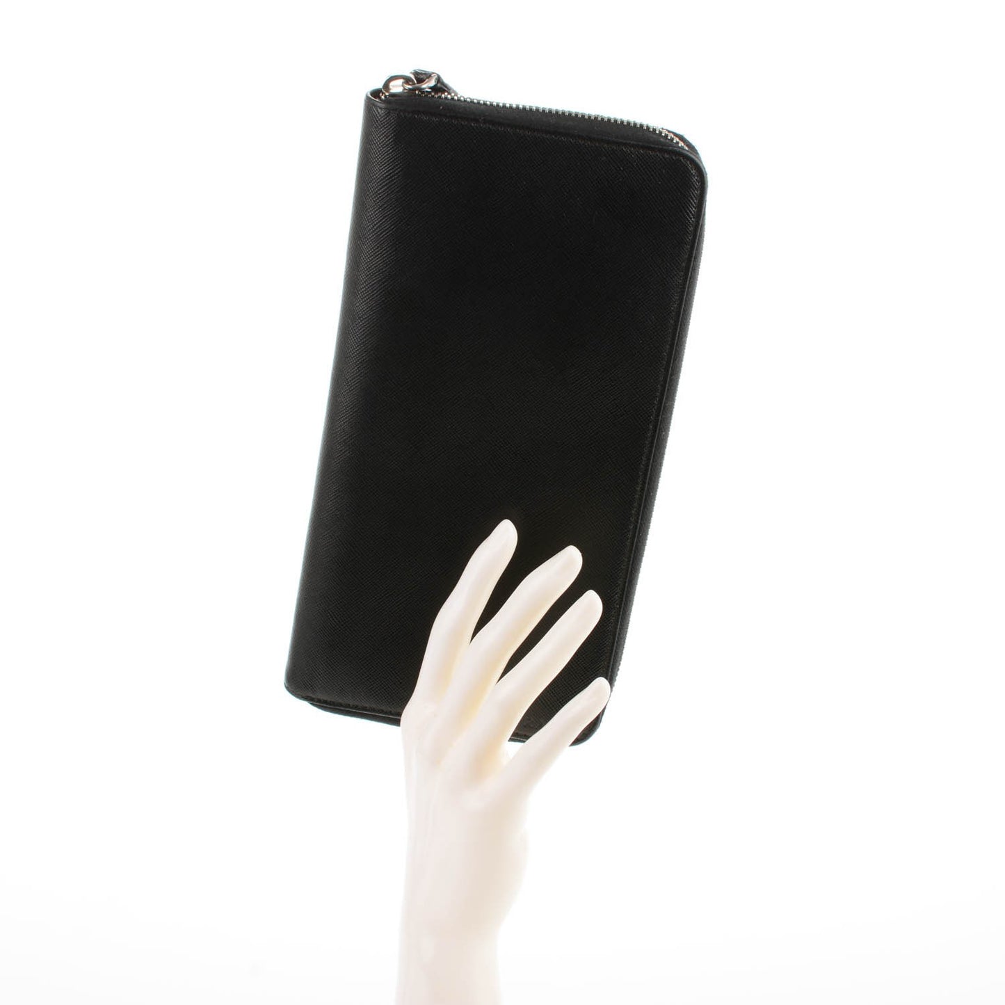 Saffiano Large Zip Around Travel Wallet Nero Black
