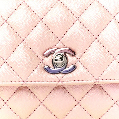 Chanel Iridescent Caviar Quilted Mini Coco Handle Flap Pink 9 of 11