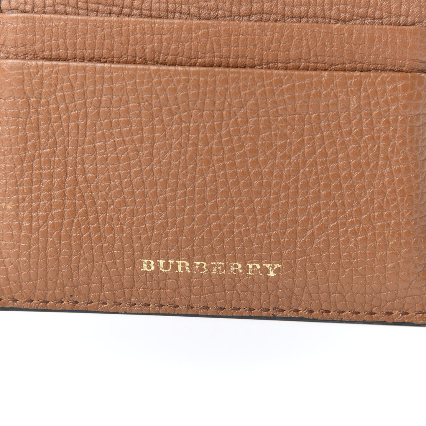 Grainy Calfskin House Check Sandon Card Case Tan