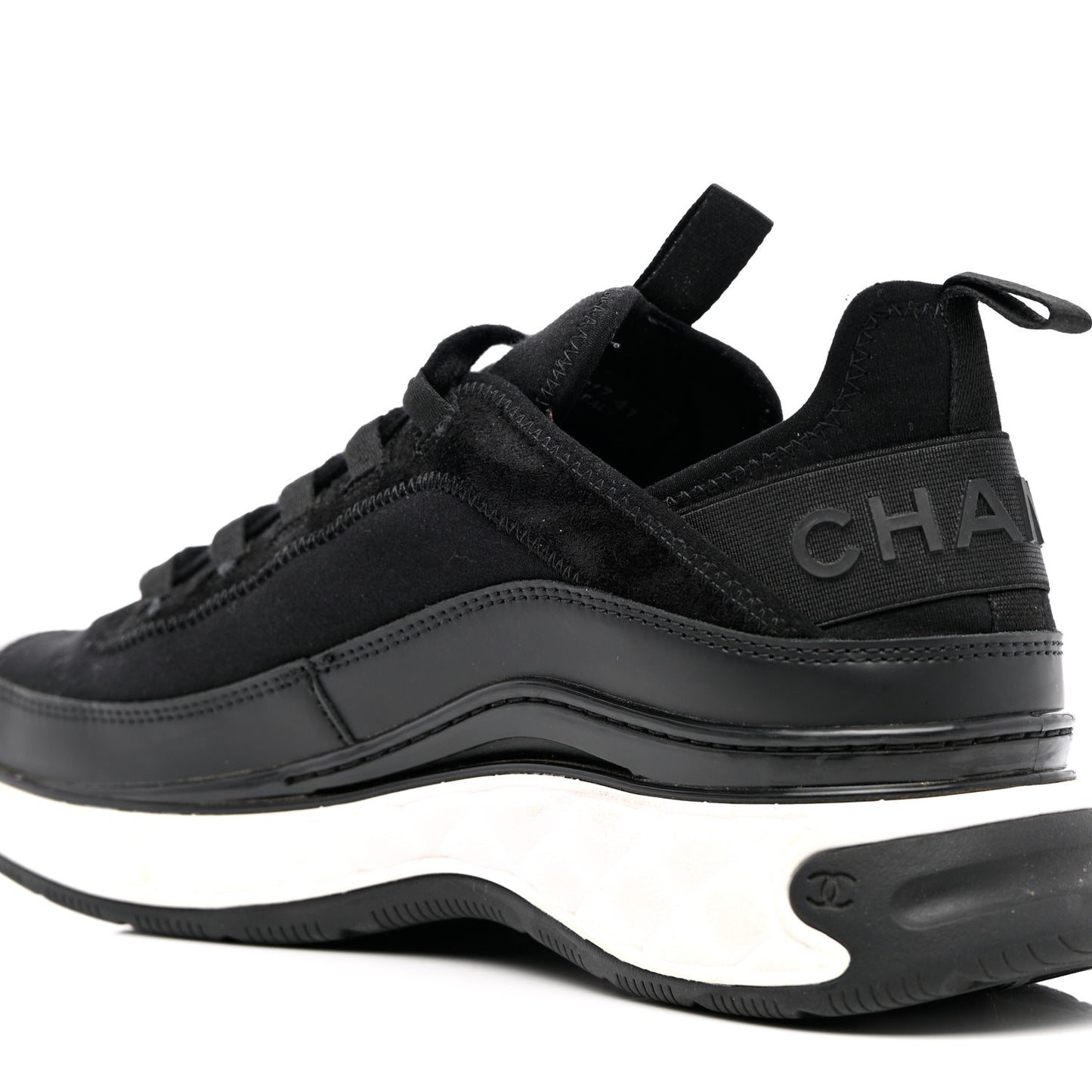 Velvet Calfskin Mixed Fibers CC Sneakers 41 Black