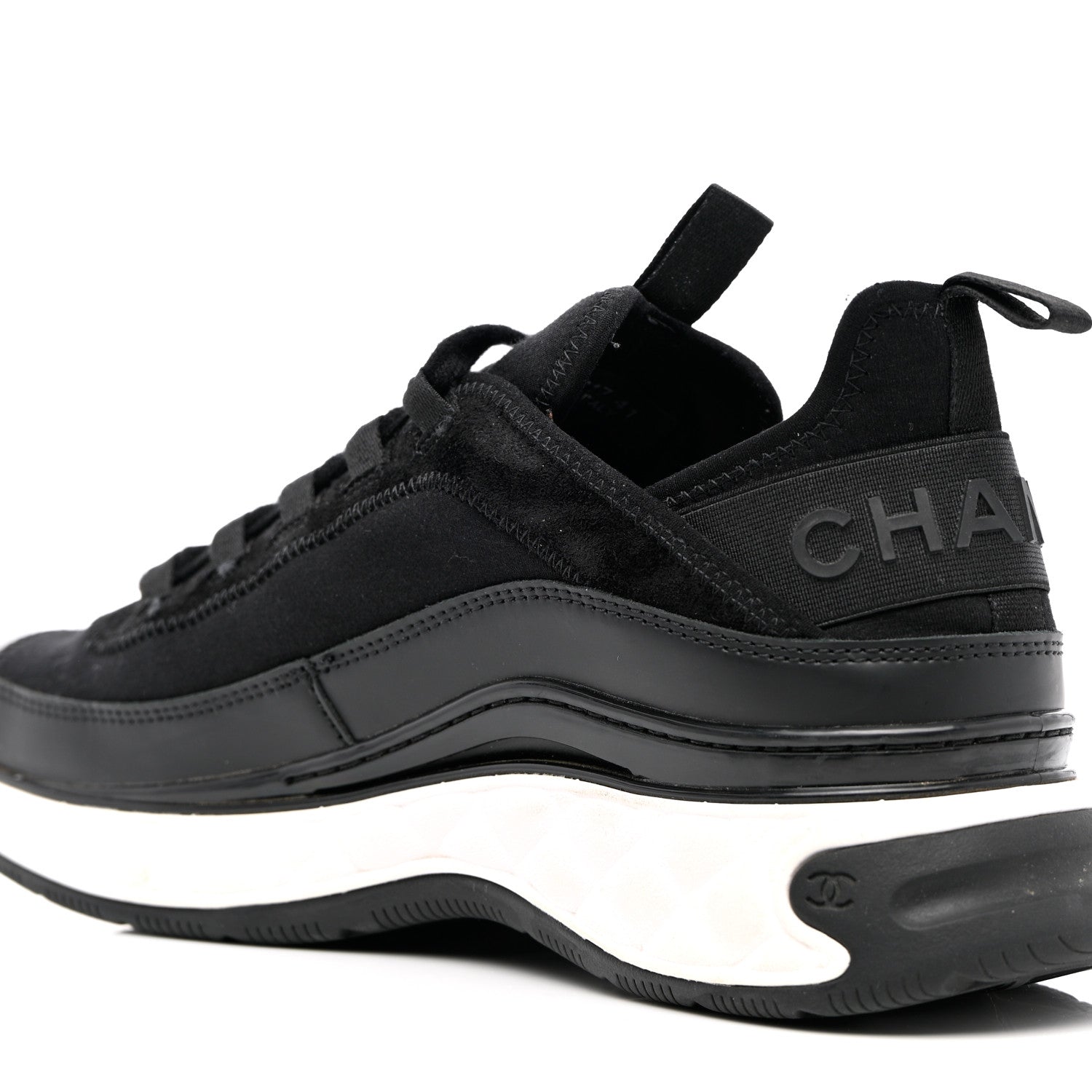 Chanel Velvet Calfskin Mixed Fibers CC Sneakers 41 Black 9 of 17