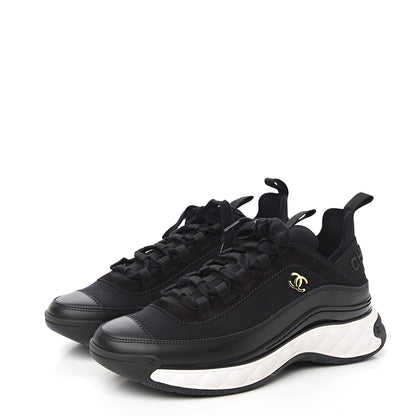 Chanel Velvet Calfskin Mixed Fibers CC Sneakers 39 Black 3 of 9