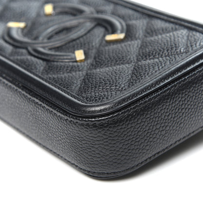 Chanel Caviar Quilted CC Filigree Clutch With Chain Black 7 of 15