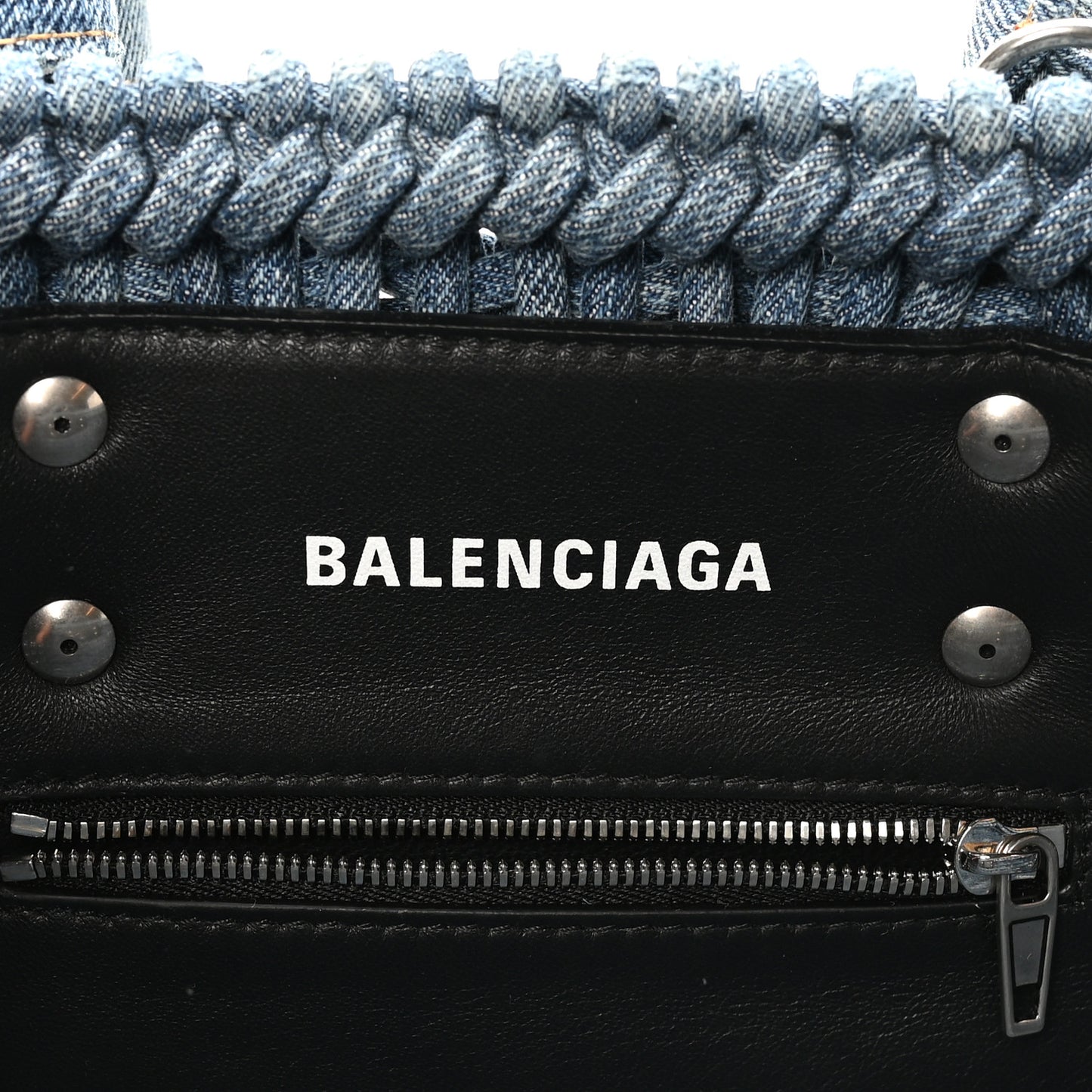 Washed Frayed Denim Braided XS Bistro Basket Blue