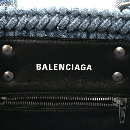 Balenciaga Washed Frayed Denim Braided XS Bistro Basket Blue 6 of 9