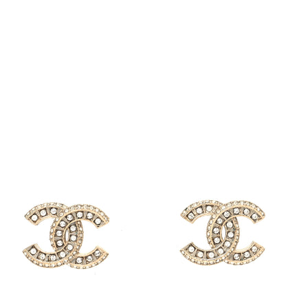 Chanel Crystal Timeless CC Earrings Light Gold 1 of 5