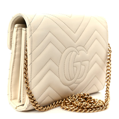 Gucci Calfskin Matelasse GG Marmont Chain Wallet Mystic White 2 of 10