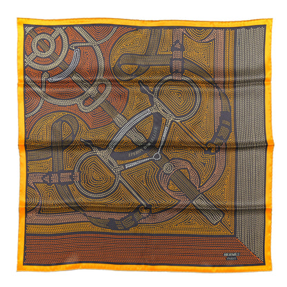 Hermes Silk Eperon D'Or Sellier Scarf 70 Taupe Jaune Bronze 1 of 5