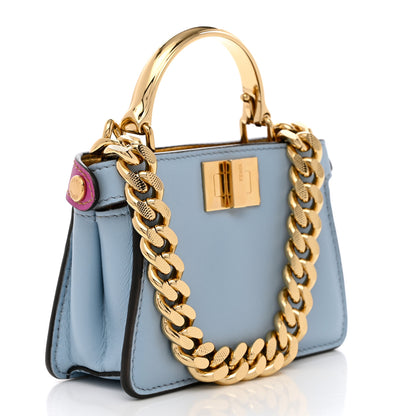Fendi Nappa Rainbow Inlay Nano Peekaboo Maxi Handle Satchel Azzurro Baby Multicolor 3 of 9