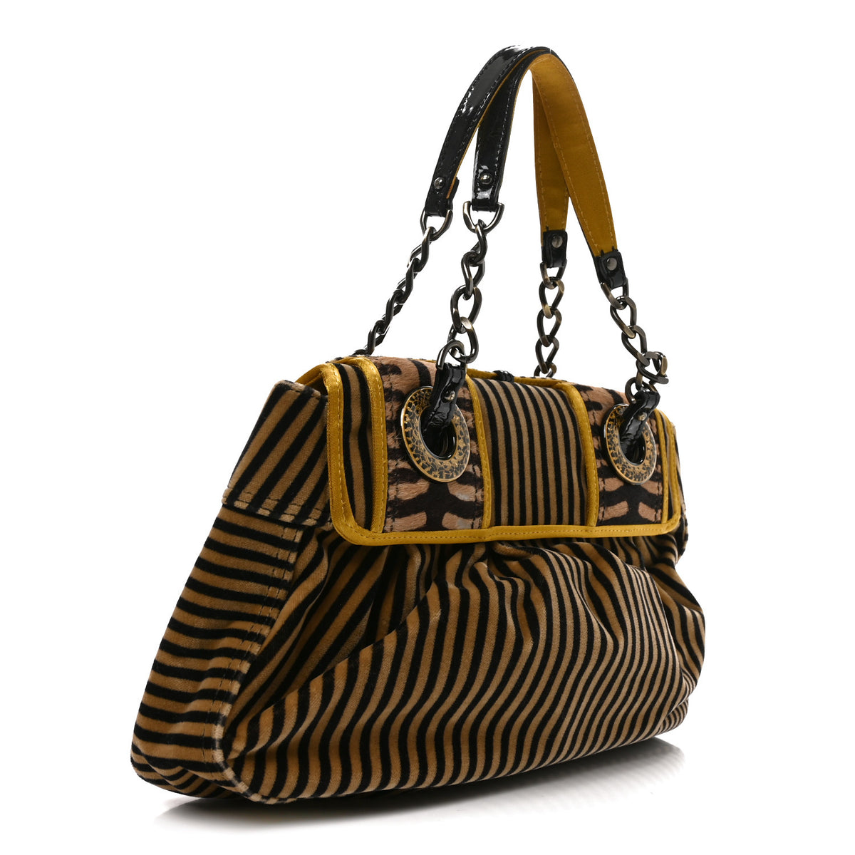 Fendi Velvet Calf Hair Pequin B Bag Tan Black 3 of 10
