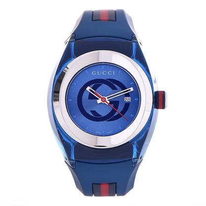 Gucci Stainless Steel Rubber 36mm Sync Web Quartz Watch Blue 1 of 5