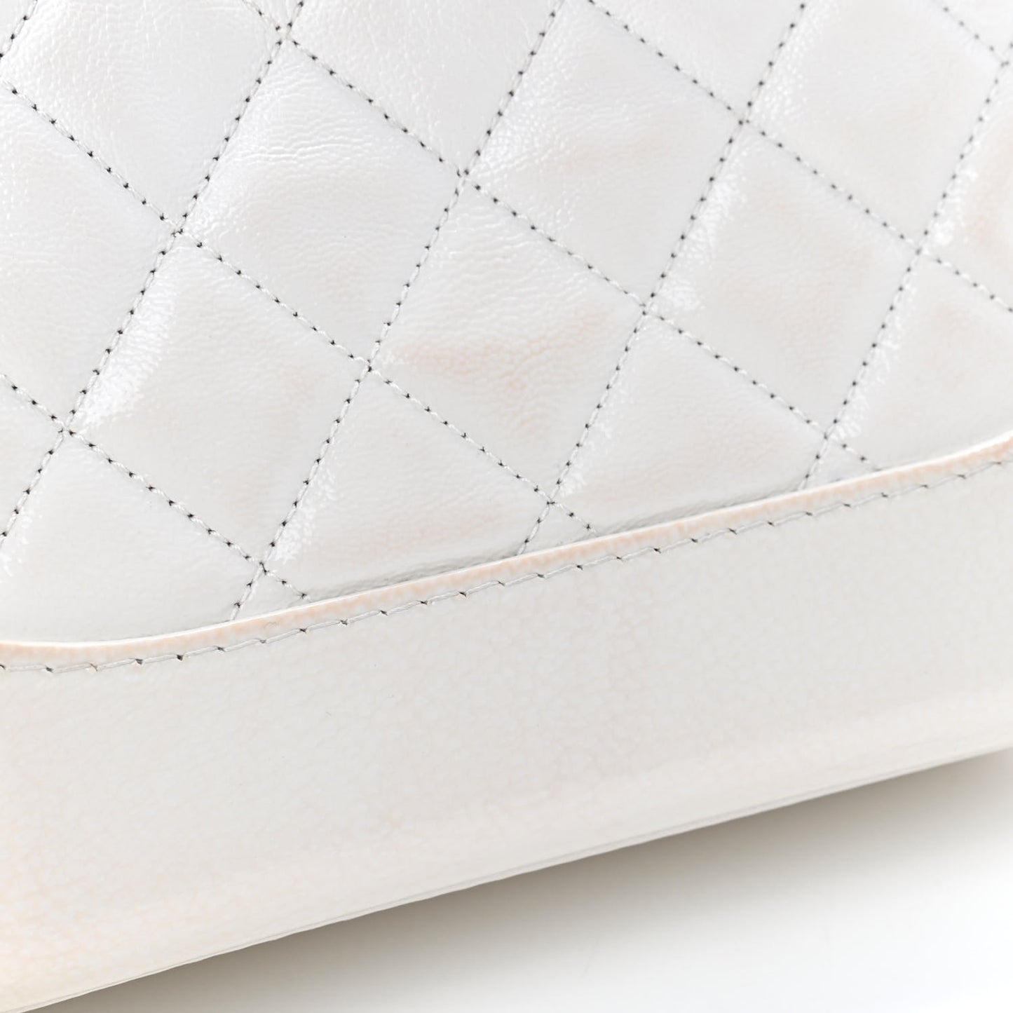 Patent Goatskin Quilted Small Gabrielle Hobo White