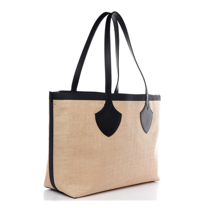 Burberry Raffia Logo Print Medium The Giant Reversible Tote Black 3 of 7