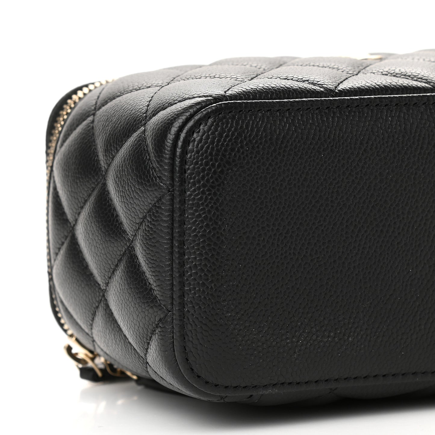 Caviar Quilted Small Vanity Case With Chain Black