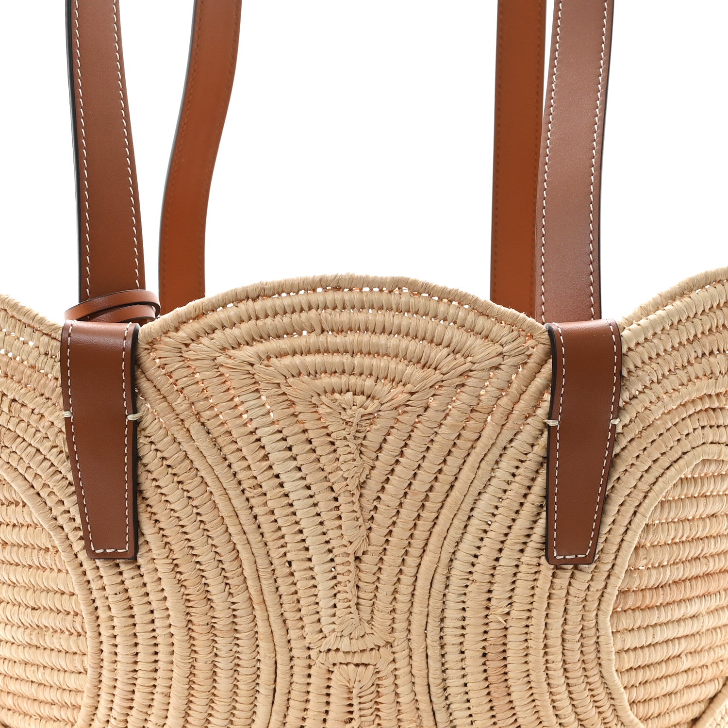 Celine Braided Raffia Calfskin Triomphe Small Panier Tan 8 of 12