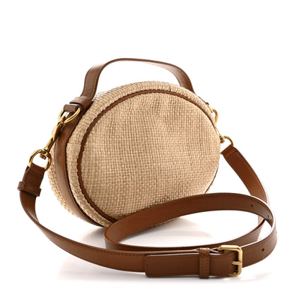 Saint Laurent Raffia Calfskin Round Camera Bag Golden Ecru Brick 3 of 11