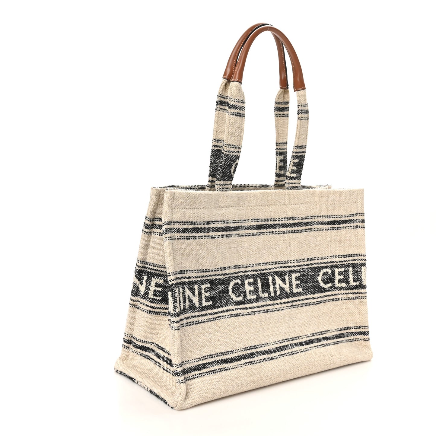 Jacquard Striped Large Cabas Thais White Black