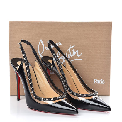 Christian Louboutin Patent PVC Kid Brigadine 100 Pumps 39 Black 8 of 8