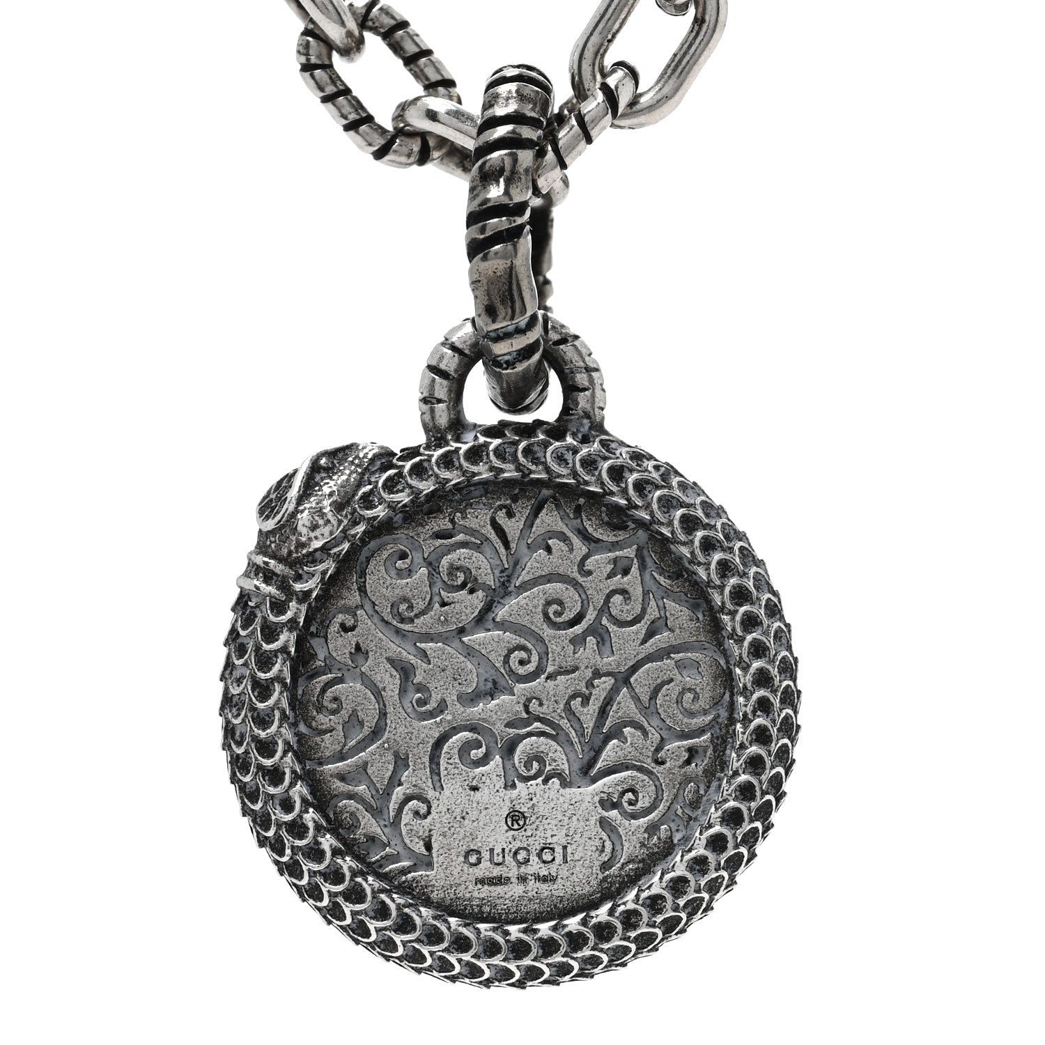 Gucci Sterling Silver Resin Garden GG Necklace Green 5 of 6