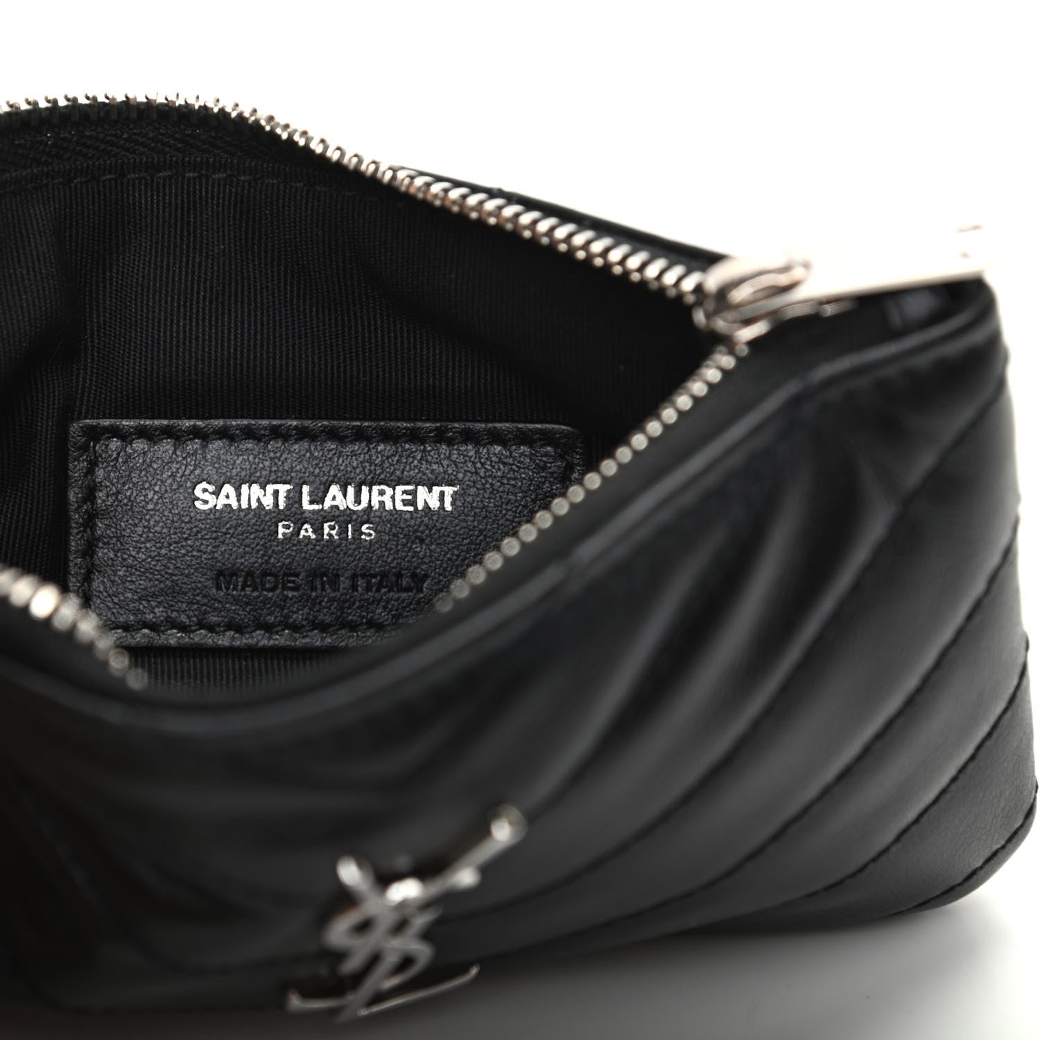 Saint Laurent Calfskin Matelasse Monogram Key Pouch Black 6 of 7