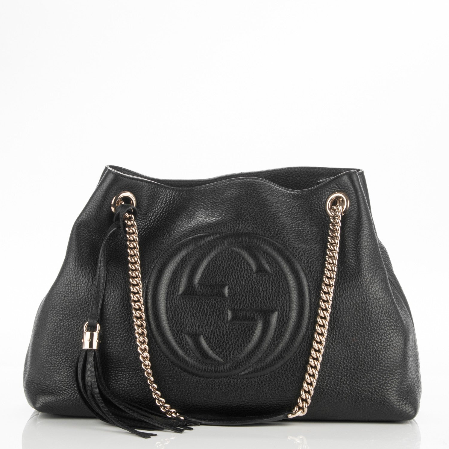 Gucci Pebbled Calfskin Medium Soho Chain Shoulder Bag Black 1 of 7