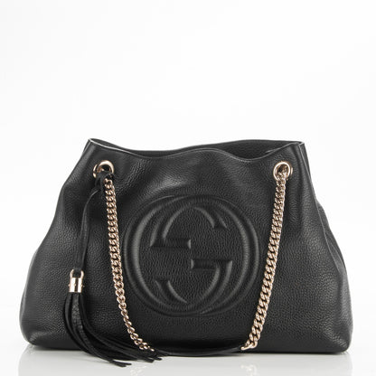 Gucci Pebbled Calfskin Medium Soho Chain Shoulder Bag Black 1 of 7