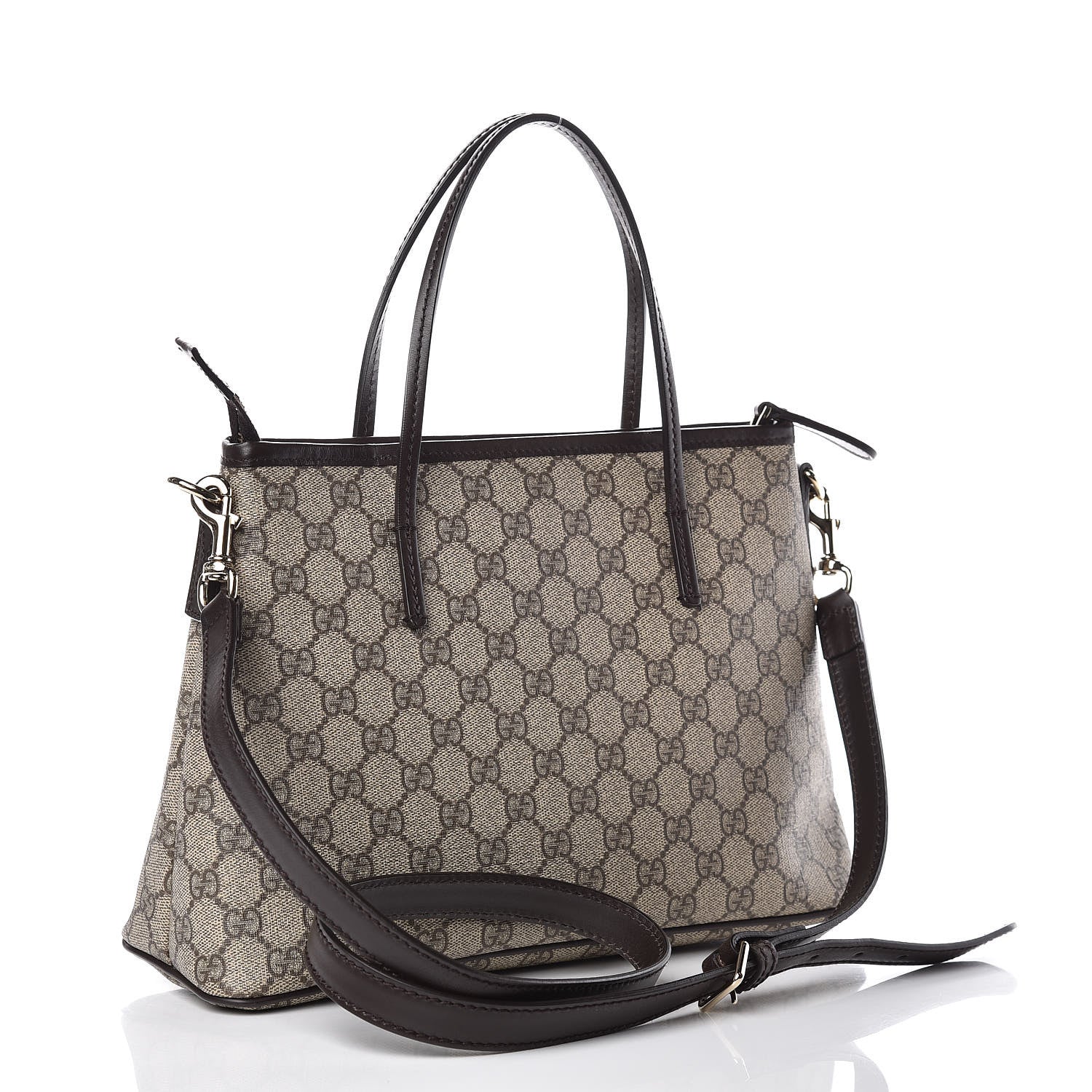 Gucci GG Supreme Monogram Small Zippered Tote Dark Brown 3 of 9