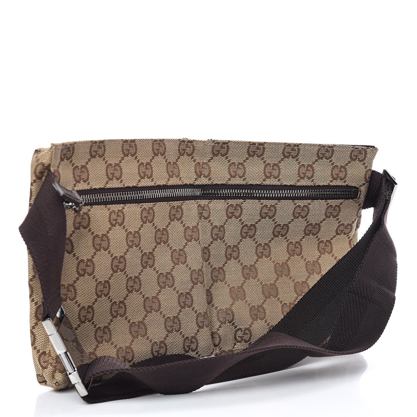 GG Monogram Double Pocket Belt Bag Dark Brown