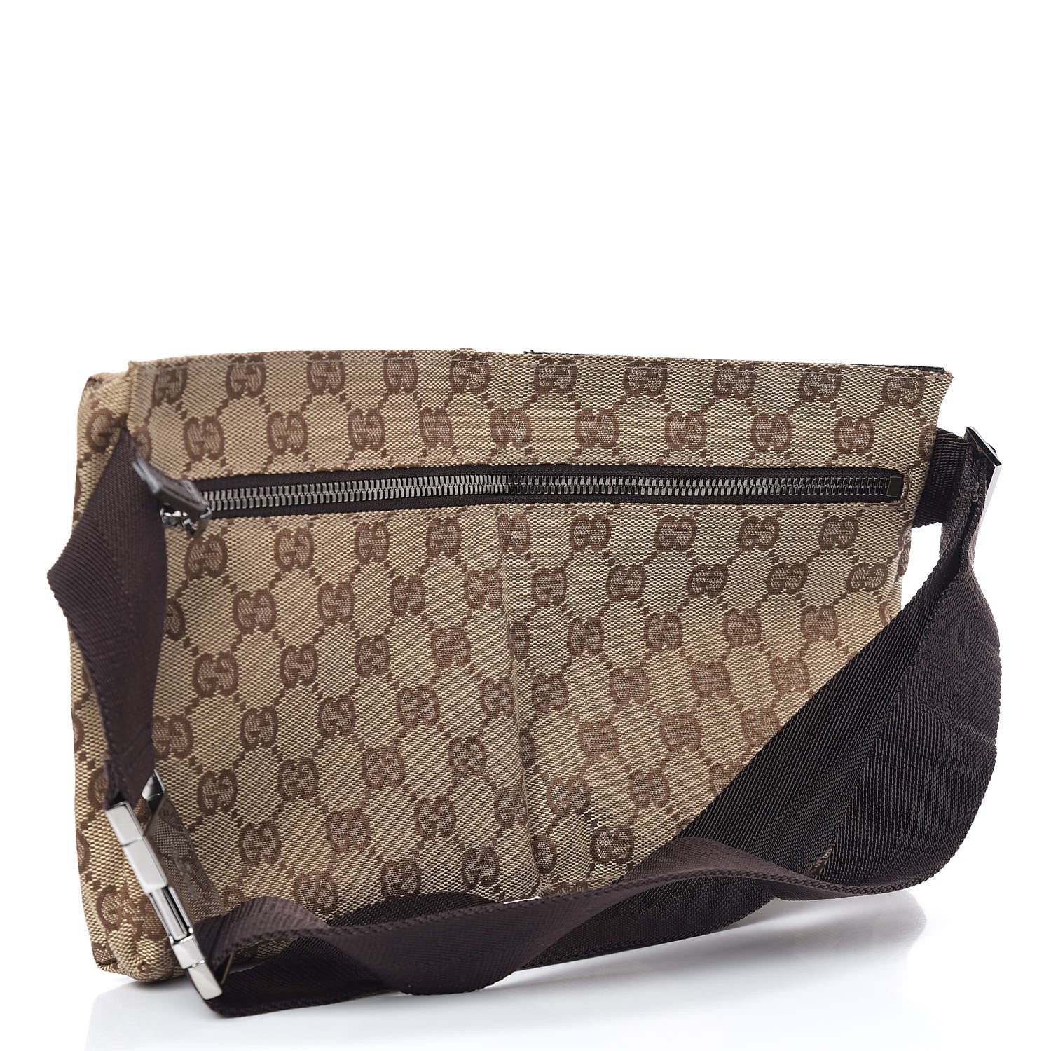 Gucci GG Monogram Double Pocket Belt Bag Dark Brown 3 of 9