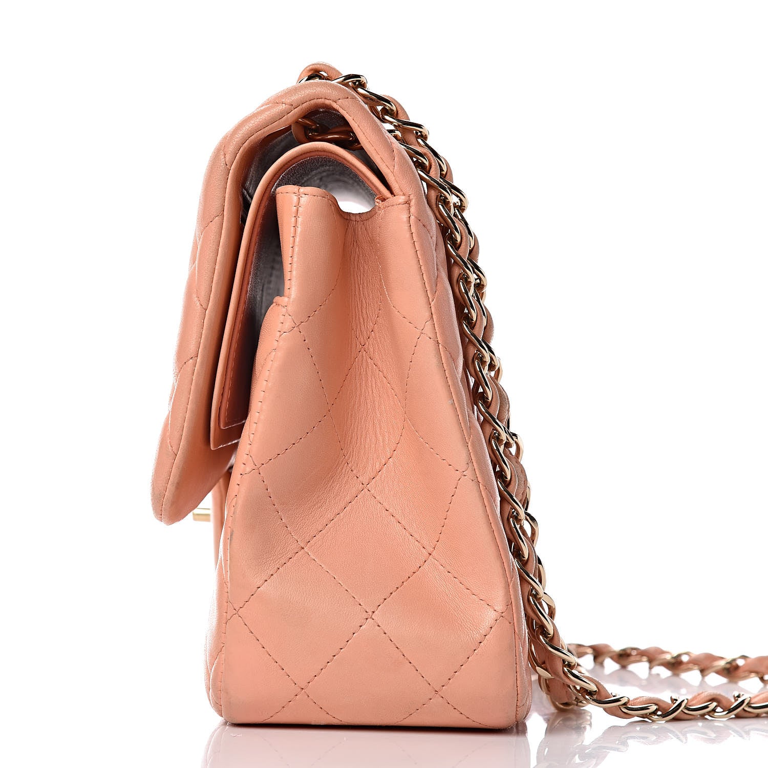 Chanel Lambskin Quilted Jumbo Double Flap Light Orange 24 of 37