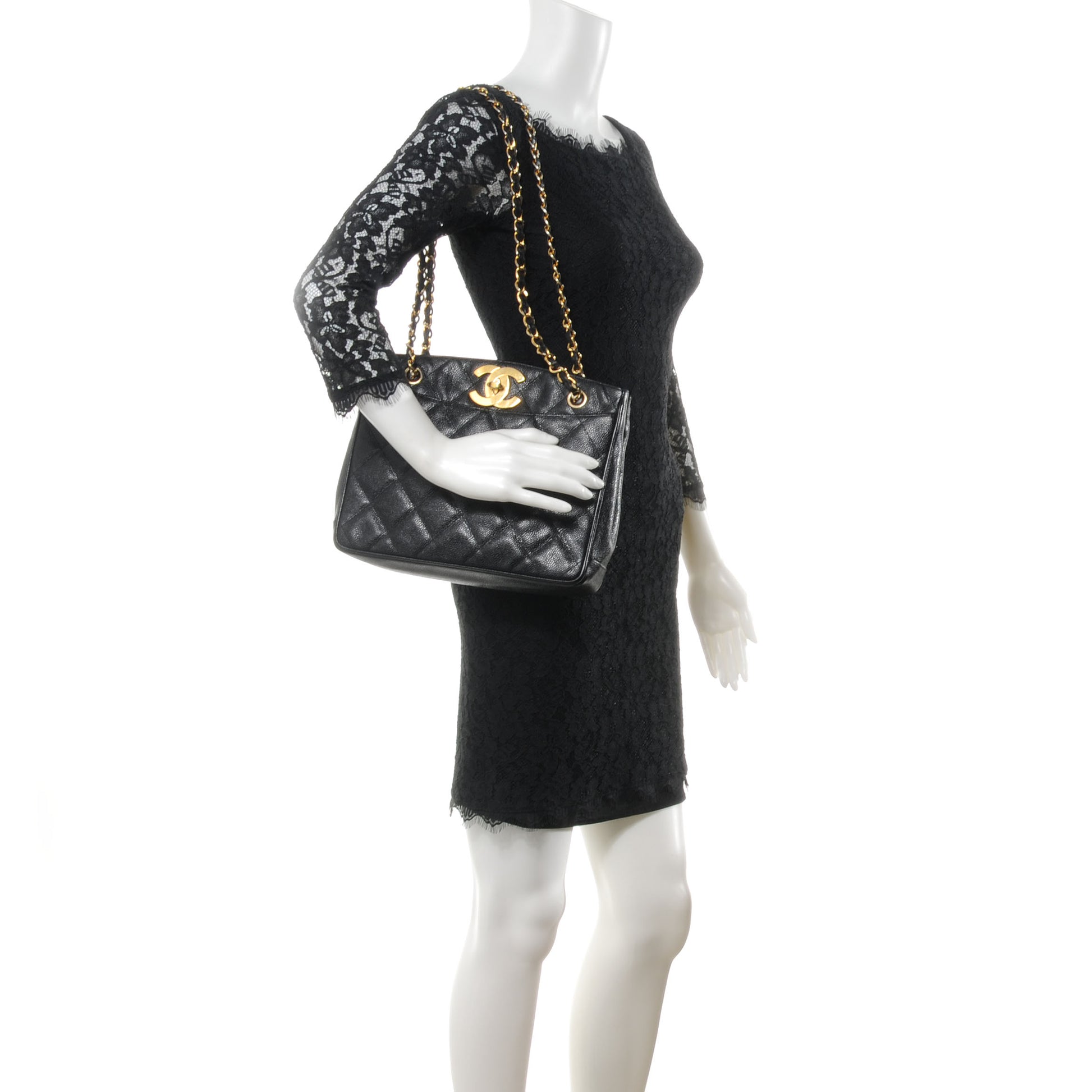 Chanel Caviar Quilted CC Shoulder Bag Black 2 of 9