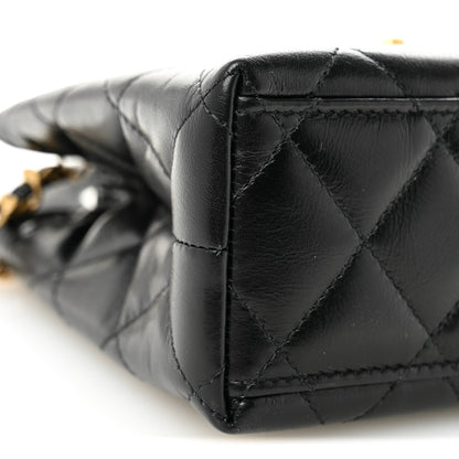 Chanel Shiny Aged Calfskin Quilted Nano Kelly Shopper Black 9 of 10