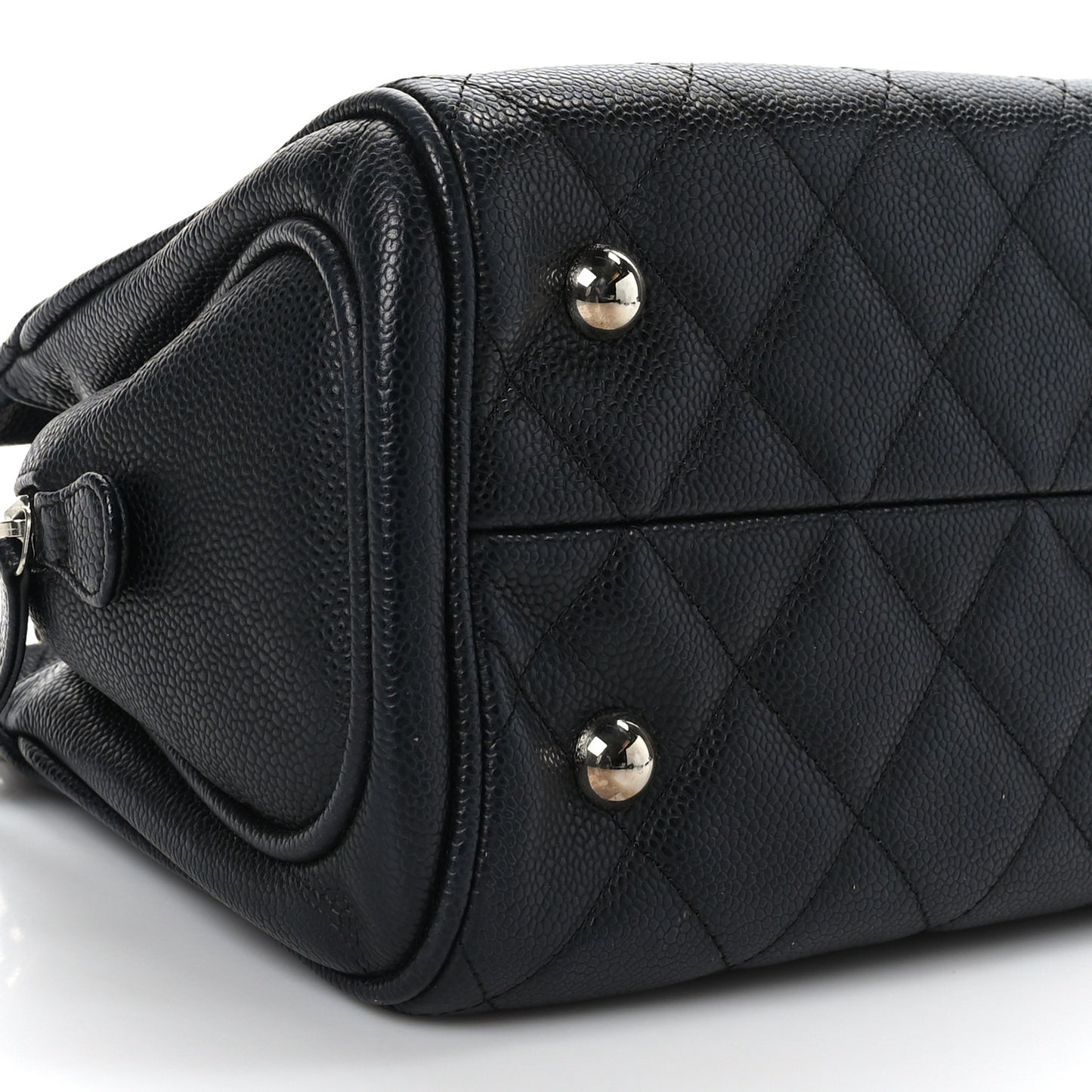 Caviar Quilted Bijoux Chain Shopping Tote Black