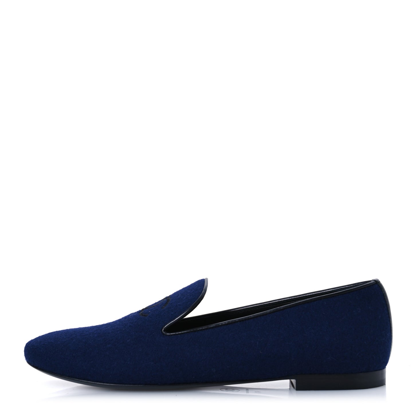 Fabric Lambskin Womens CC Mocassin Loafers 41 Navy Black