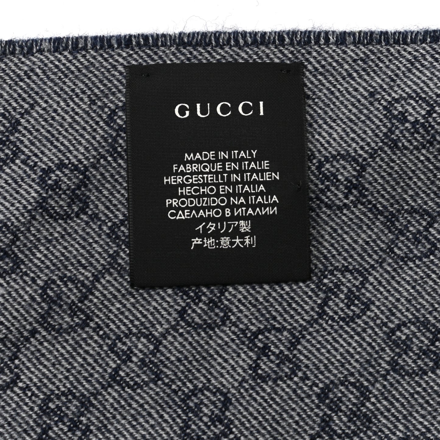 Wool Jacquard GG Monogram Miniorophin Scarf Midnight Blue Sky Blue