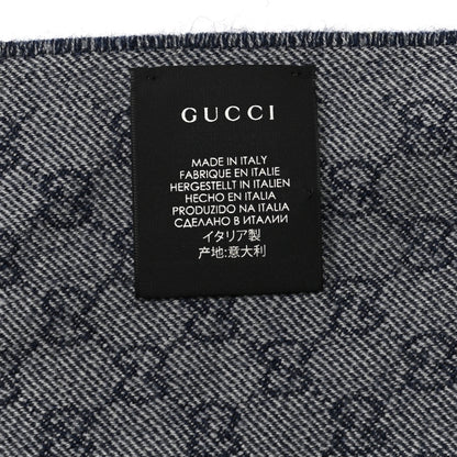 Gucci Wool Jacquard GG Monogram Miniorophin Scarf Midnight Blue Sky Blue 4 of 4